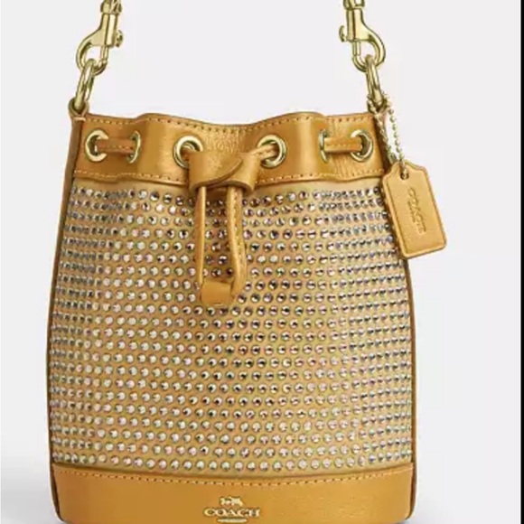 NWT COACH GOLD LEATHER MINI BUCKET BAG CROSSBODY BAG - Picture 8 of 10